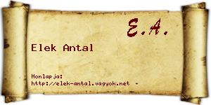 Elek Antal névjegykártya